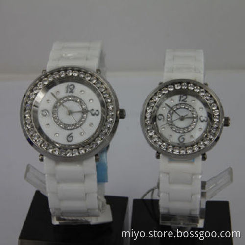 Couple Watch with stainless steel case and ceramic bracelet,wholesale,OEM and ODM orders are welcome